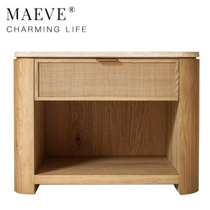 Buffet rétro en bois massif, petit salon, armoire de rangement en rotin simple, armoire de rangement domestique, table de chevet de chambre à coucher - Product Image 1