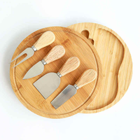 Planche à découper en bois écologique chinoise pas chère avec tiroir coulissant et plateau à fromage rond, compatible lave-vaisselle, avec ensemble de couteaux