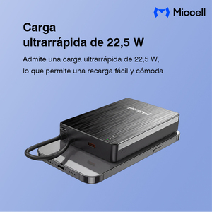 Batería Externa Portátil Magnética Miccell al por Mayor, Carga Rápida de 22.5W, 10000mAh, Incluye <span class=keywords><strong>Cable</strong></span> de Carga <span class=keywords><strong>Tipo</strong></span> <span class=keywords><strong>C</strong></span> - Product Image 3