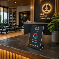 Support de table personnalisé en PVC NFC pour avis Google avec code QR de menu – Tapper ou scanner pour stimuler les avis de votre entreprise – Affichage de signes promotionnels pour réseaux sociaux