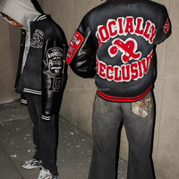 Chaqueta Varsity Personalizada, Estilo Letterman, Bordado, Parches de Chenille, Mangas de Cuero, Botones a Presión, Venta al Por Mayor