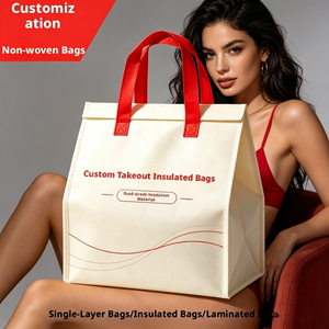 Bolsas Portátiles de Tela No Tejida, Plegables, Personalizables, Impermeables, para Compras y Comida para Llevar - Product Image 1