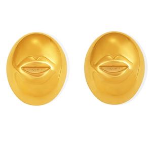 Pendientes redondos de labios sonrientes de acero de titanio médico estilo Ins, pendientes de moda europeos y americanos que no se desvanecen para mujeres - Product Image 6