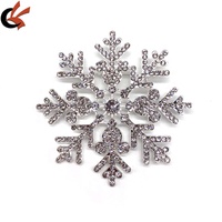 Décoration de Boîte Cadeau de Noël, Grandes Flocons de Neige de 3 Pouces, Cristaux de Verre Transparents, Broches en Strass