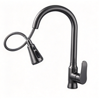 Robinet de cuisine avec bec flexible et bec col de cygne à arc élevé, mitigeur monocommande chaud/froid pour hôtels