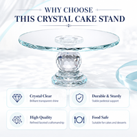 Support à gâteau en cristal K9, socle transparent à facettes de 10,7 pouces pour la présentation de desserts lors de mariages, anniversaires et goûters
