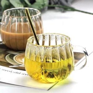 <span class=keywords><strong>Taza</strong></span> de vidrio estilo <span class=keywords><strong>calabaza</strong></span> a rayas de 350ml, <span class=keywords><strong>taza</strong></span> de té de la leche resistente al calor para uso diario con asa - Product Image 3