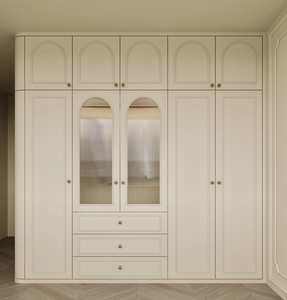 Armadio Walk-in di Lusso Francese Bianco Durevole con Pannelli Regolabili, Moderno Guardaroba in <span class=keywords><strong>PVC</strong></span> con Ante in MDF, Arredamento per Camera da Letto - Product Image 1