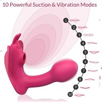 Damen 2-in-1 Heizung tragbarer Vibrator Fern gesteuerter Sauger Dildo Klitoris Stimulator Höschen Saugen Vibrieren