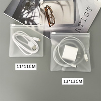 Sac pour câble de données en vente chaude, impression de logo personnalisée, sac transparent mat givré en EVA avec fermeture éclair coulissante, plusieurs tailles