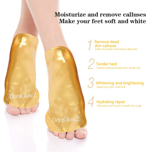 Großhandel Private Label OEM ODM 24 Karat Gold Kollagen Fuß maske Organische feuchtigkeit spendende Kristall Fuß maske - Product Image 3