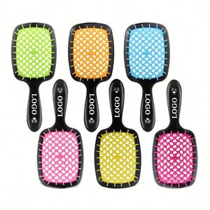 Cepillo para el cabello con logotipo personalizado, superventas, multicolor, con diseño hueco, para desenredar cabello húmedo y seco, masajeador de cuero cabelludo, cepillo ventilado para el cabello - Product Image 1