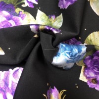Tissu tricoté Scuba à motif floral imprimé numérique doré à chaud pour vêtements