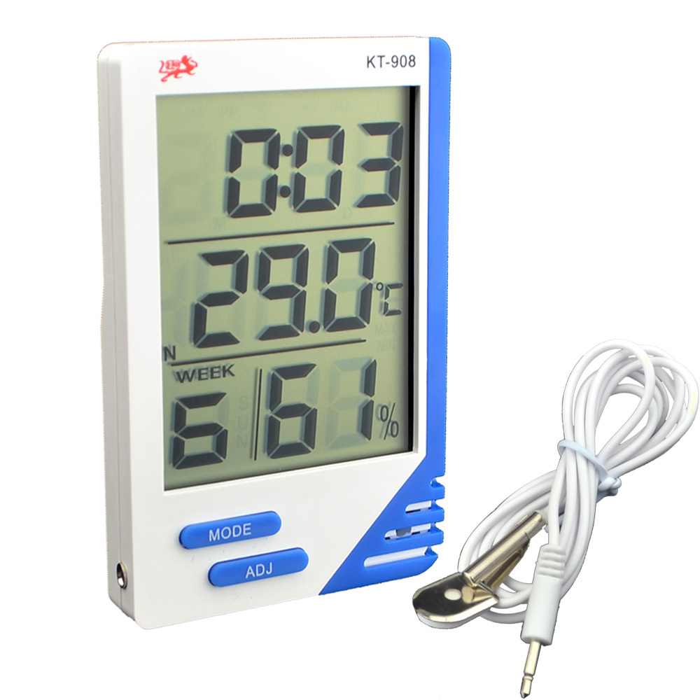 KT-908 Big LCD Digital Indoor Outdoor Thermometer Hygrometer temperature measuring instruments for metal