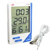 Termometer Hygrometer, Pengukur Temperatur dan Kelembapan, Termometer Dalam Ruangan Luar Ruangan, LCD Digital Besar KT-908