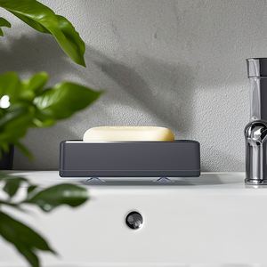 Support de rangement pour distributeur de savon pour <span class=keywords><strong>évier</strong></span> de cuisine et salle de bain, bac en plastique avec auto-drainage et fixation par ventouse, design contemporain - Product Image 4