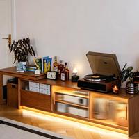 Meuble TV de luxe moderne en bois massif, meuble de salon fait main en bois de cerisier, console de rangement minimaliste écologique
