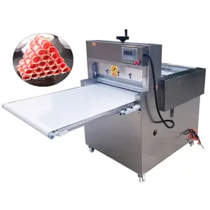 Máquina automática de corte de carne congelada, máquina cortadora de rolo de carne de carneiro, bacon, salsicha e fatiador