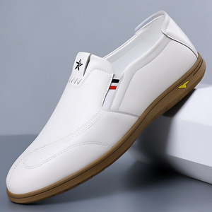 Mocasines Blancos de Piel para Hombre, Estilo Británico, Suela Suave, Casuales de Negocios - Product Image 1