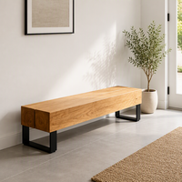 Banc en bois massif de designer, banc en bois de charpente gaufré, banc de repos pour magasin de vêtements, banc pour changer de chaussures, banc d'essayage