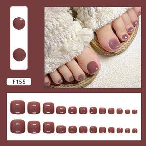 Ensemble de <span class=keywords><strong>manucure</strong></span> en plastique simple de couleur unie européen et américain, couverture complète, patchs d'ongles amovibles, style français, ongles artificiels - Product Image 2