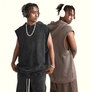 BES1504 Personalizado, sin estampado, 380GSM, de alta calidad, para entrenamiento de otoño, estilo Kanye West, vintage, con lavado ácido, bordado, sin mangas, oversize - Product Image 2