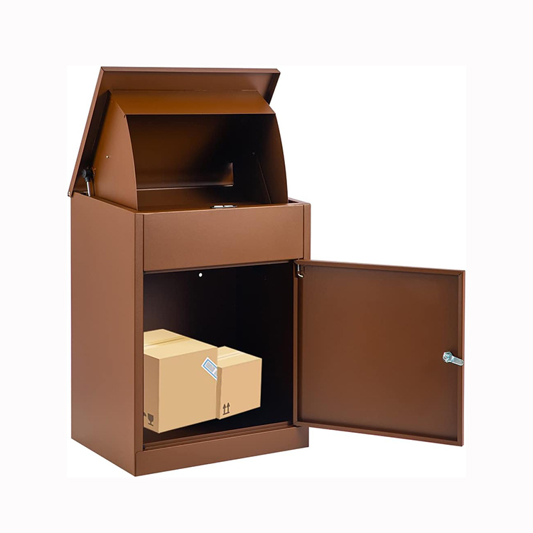 VEVOR Mail Package Drop Box, 15'' X 9'' X 41.3'' Package Parcel Box, Galvanized Steel Parcel Drop Box, Mailbox W/Code Lock, Secure Postbox W/Hardware, Delivery Box For Porch, Curbside & Outside, Black