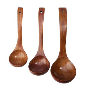 Sunshine Hemu Wooden Soup Ladle Large Long Handle Non Stick Kitchen Hot Pot Serving Spoon Eco Friendly Hand Wash Only - Product Image 1