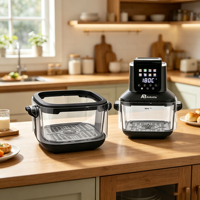Anbolife – Vente en gros usine ODM – Friteuse à air en verre avec 8 fonctions de cuisson, bol en verre manuel préréglé, pot et grille faciles à nettoyer