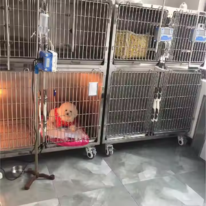 Vật nuôi sử dụng bác sĩ thú y 304 thép không gỉ 4 phòng Cat Dog lồng Pet Ward với truyền đứng và câm bánh xe - Product Image 5