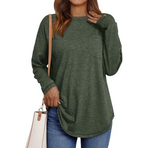 2025 femmes soie tunique hauts à manches longues décontracté basique surdimensionné col rond chemise avec Logo XL coupe ample automne mode vêtements - Product Image 2