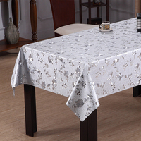 Nappe en PVC métallique argentée à motif floral RNPT, avec support tissé, imperméable et résistante à la chaleur, pour table à manger