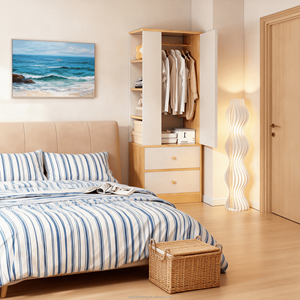 Armario de Madera Independiente, Tablero de Melamina de 15 mm, Panel Trasero de MDF de 3 mm, Tiradores de Madera, 5+ Cajones, Ecológico, <span class=keywords><strong>Ahorra</strong></span> <span class=keywords><strong>Espacio</strong></span> - Product Image 2