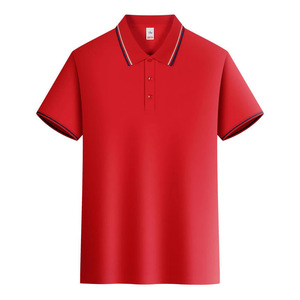 Polo Shirt Solid Color Polyester Fiber Contrast Trim Daily Wear Short Sleeve - Product Image 3
