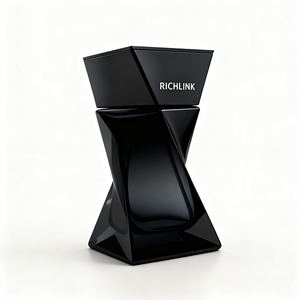 Flacone di Profumo in Vetro Irregolare Trasparente Rosso Vuoto con Pompa Atomizzatore <span class=keywords><strong>75ml</strong></span> Forma a Spirale con Tappo Nero - Product Image 2