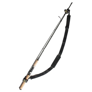 Canne à pêche noir réglable bandoulière taille tige fixe ceinture sangle de transport fronde canne à pêche attirail bandoulière ceinture - Product Image 1