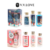 Collection de Noël V.V.LOVE - Gel douche 295 ml + Lait corporel 236 ml + Brume corporelle 250 ml - Coffret cadeau de haute qualité, longue durée