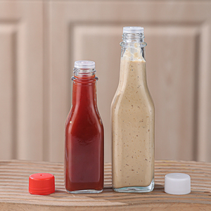 Bouteille en verre transparente de haute qualité pour sauce chili, salade ou sauce piquante, vide, 100ml, 150ml, 250ml, avec couvercle noir ou rouge et <span class=keywords><strong>film</strong></span> rétractable - Product Image 3