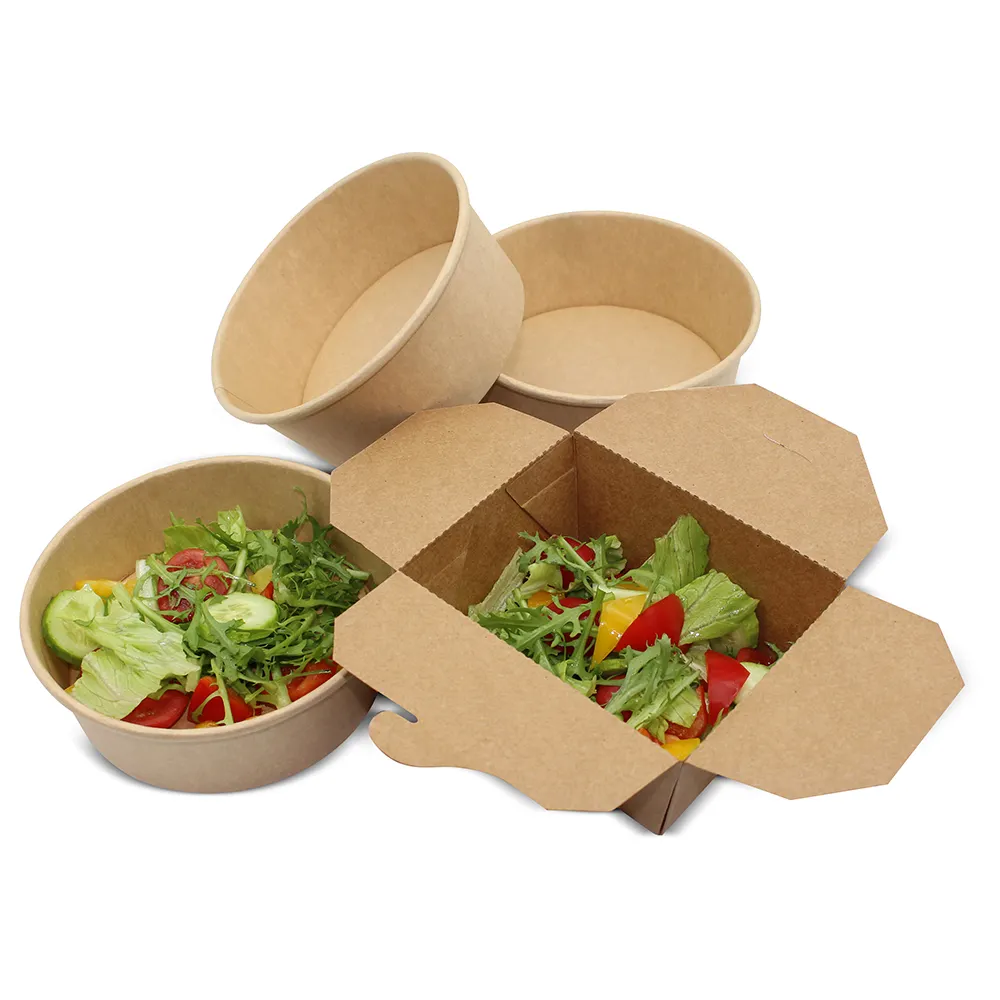 Récipient de restauration rapide en papier Kraft jetable, emballage alimentaire à emporter personnalisé