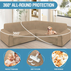 <span class=keywords><strong>Copridivano</strong></span> Elasticizzato in Velluto Color Kaki Chiaro <span class=keywords><strong>per</strong></span> Camere degli Ospiti, Resistente a Cani e Gatti - Product Image 4