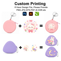 Porte-monnaie en silicone imprimé avec logo personnalisé en usine, porte-monnaie en silicone rond à fermeture éclair, mini porte-monnaie en silicone au toucher doux de qualité supérieure