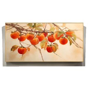 Pintura al óleo pintada a mano, árbol de caqui, arte de pared enmarcado rectangular para sala de estar, decoración tras el sofá, estilo chino - Product Image 5