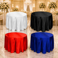 Taplak Meja Bulat Anti Debu Warna Solid Poliester Satin Modern yang Dapat Disesuaikan, Buatan Tangan untuk Pernikahan, Pesta, Restoran & Hotel