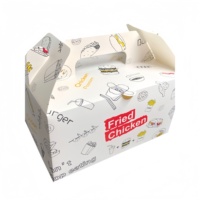 Emballages alimentaires en papier jetables recyclables en gros, boîtes à hamburgers personnalisées avec fermeture magnétique, logo pour ailes de poulet, frites, hamburgers