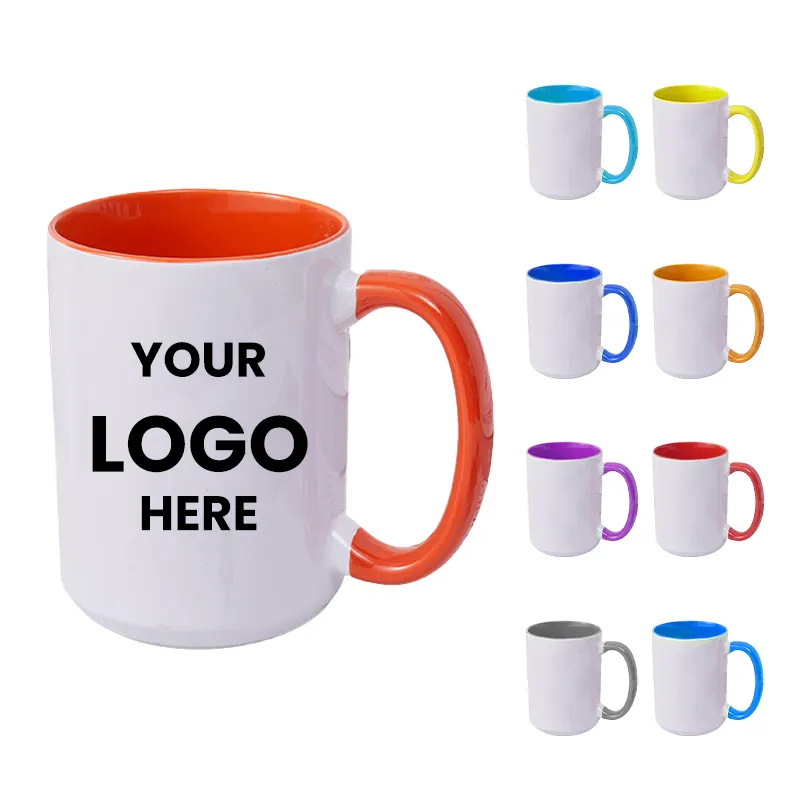 Contoh gratis Logo kustom cetak buatan tangan grosir murah 11oz mug keramik sublimasi perjalanan mug kopi