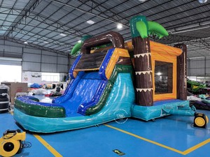 Château gonflable géant T-Rex - Toboggan à thème jurassique pour enfants, maison de rebond avec toboggan, combo gonflable - Product Image 2