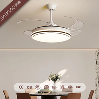 Plafonnier LED moderne et élégant de 42 pouces, rétractable et invisible, pour salon, avec ventilateur de plafond pour salle à manger