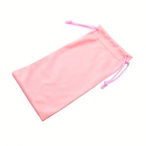 Custom Logo Soft Microfiber Eyeglass Case Cleaning and Storage Pouch With Drawstring Small Black Promotion Gift - Product Image 3