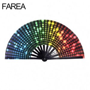 FAREA Abanicos Plegables de Bambú Personalizados Grandes con Luz Neón, Sensibles a Luz UV, con 12 Estilos y Técnicas de Pintura DIY - Product Image 3