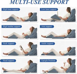 Bantal Wedge busa memori bambu 30 derajat, Set bantal dengan guling ekstra untuk tidur tubuh, asam Apnea, pereda nyeri punggung setelah operasi - Product Image 5